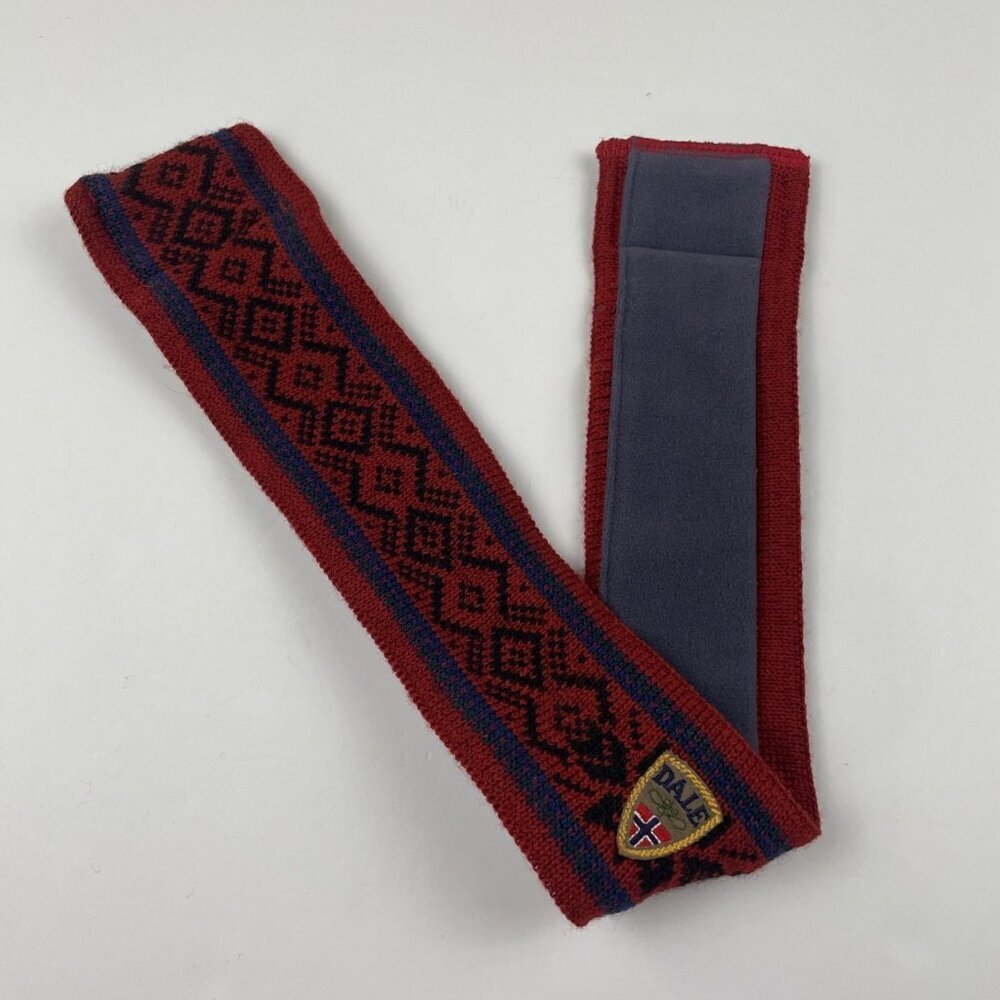 Dale Of Norway Headwear Headband Pure New Wool Unisex Fair Isle Red Navy Adjust